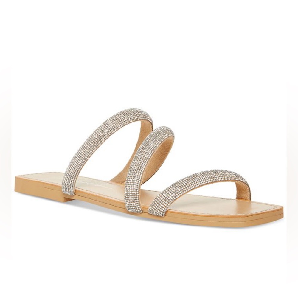 Madden Girl Parfait Rhinestone Embellished Slip-On Slide Sandals